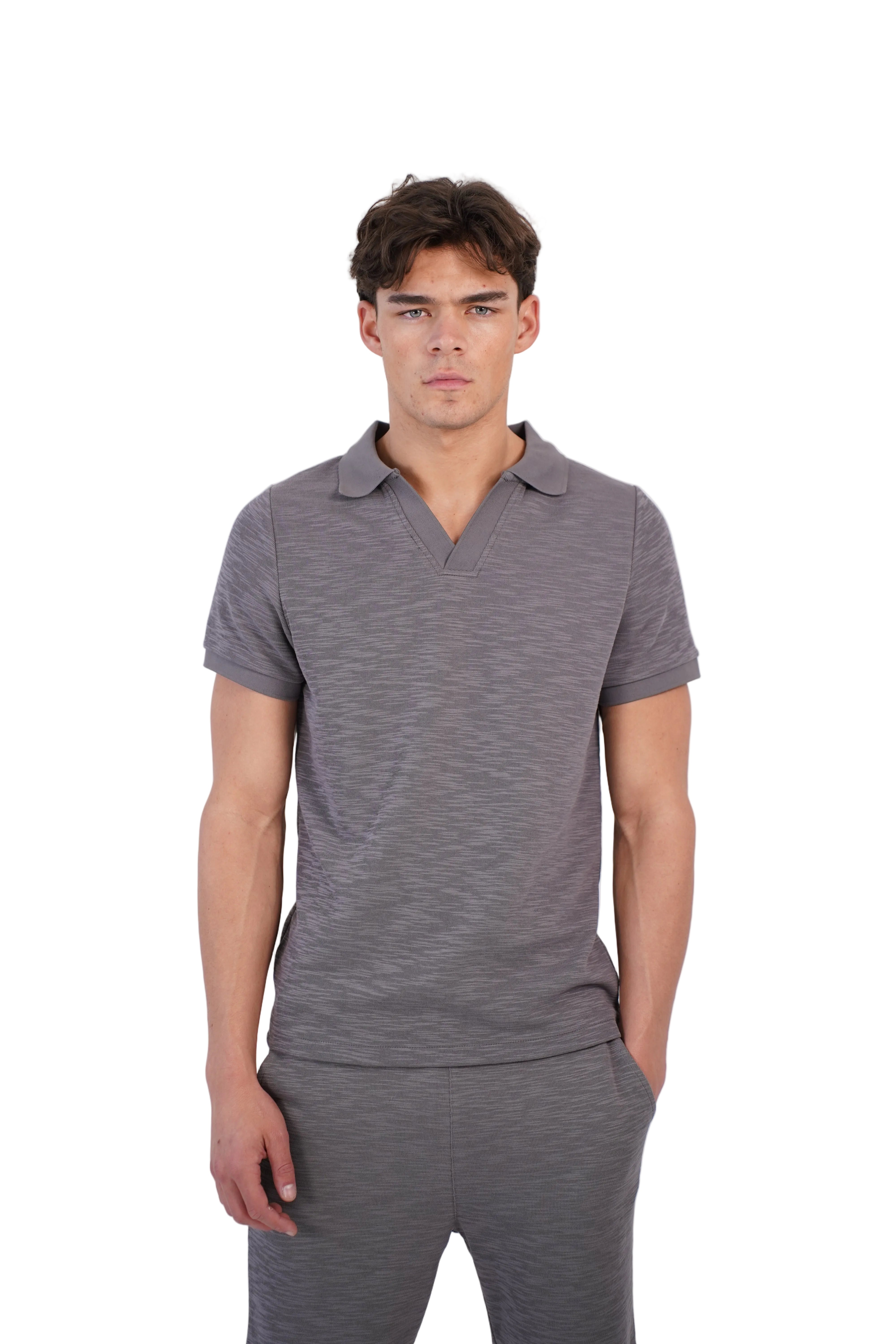 CAPO Slub Cuban Charcoal Polo Shirt